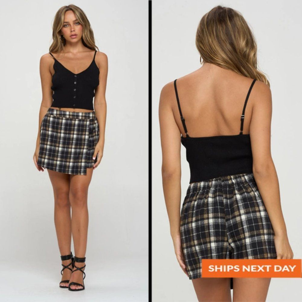 Button-Down V-neck Cami Tank Top
